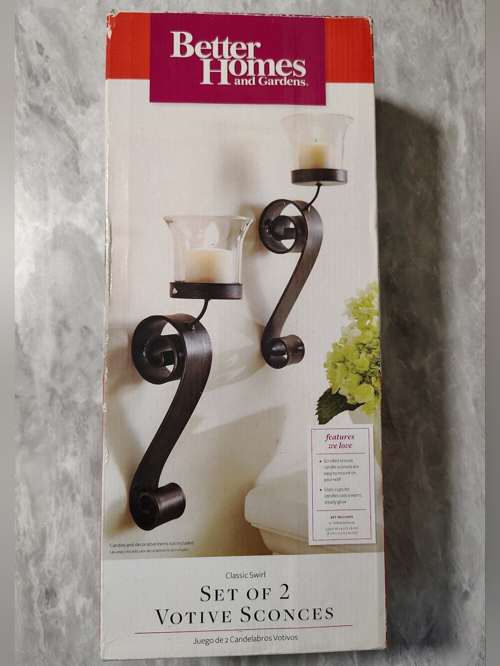 Better Homes And Gardens Bronze Scroll Votive Sconces with Clear Glass